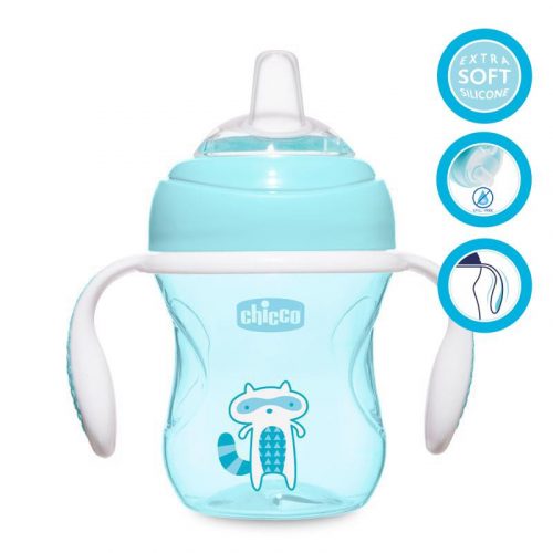 CHICCO Transition Learning bögre fogantyúval 200 ml kék 4m+