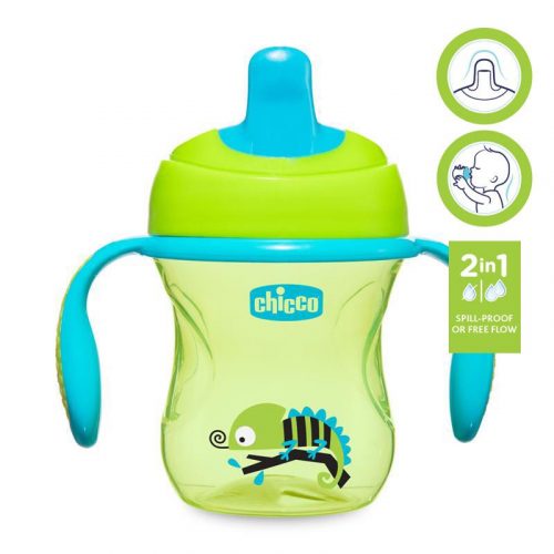 CHICCO Training bögre fogantyúval 200 ml zöld 6m+