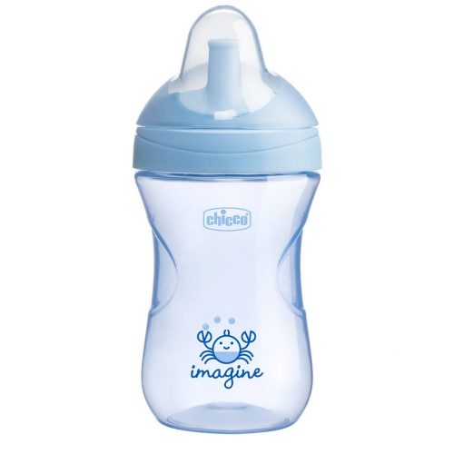 CHICCO Advanced bögre szívószálas szájkosárral 266 ml kék 12m+