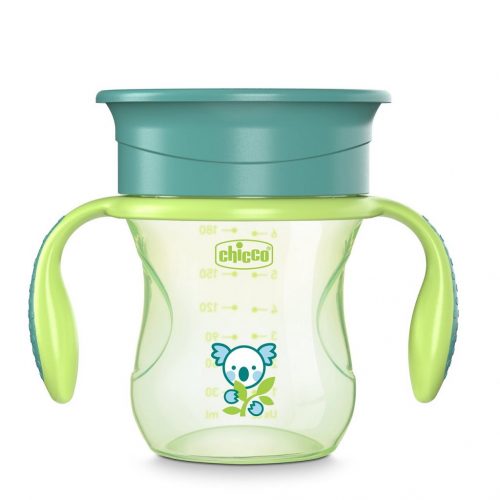 CHICCO Mug Perfect 360 bögre fogantyúval 200 ml zöld 12m+