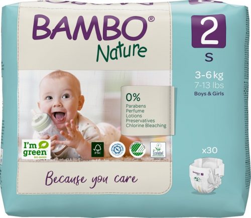 BAMBO Nature eldobható pelenkák 2 S (3-6 kg) 30 db