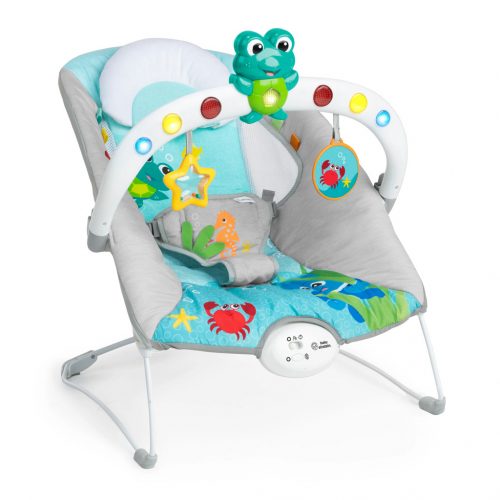 BABY EINSTEIN Zenés vibrációs nyugágy lámpákkal Kick to It Neptune 9 kg-ig