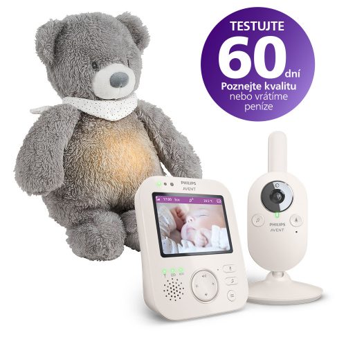 Philips AVENT videós bébiőr SCD891/26+NATTOU Álmosmackó szürke 0m+