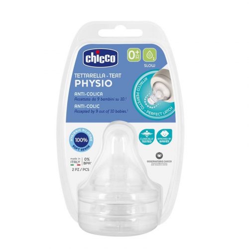 CHICCO Cumisüveg cumizó Perfect 5/Well-Being fiziológiai lassú folyású 0m+ 2 db 2 db