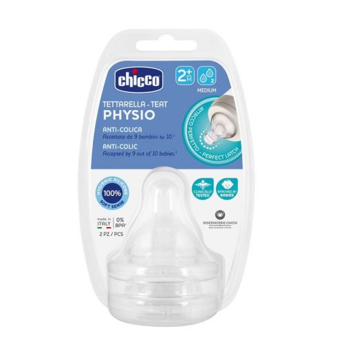 CHICCO Perfect 5/Well-Being fiziológiás közepes áramlású cumisüveg cumizó 2m+ 2 db