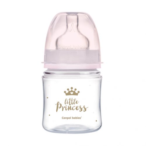 CANPOL BABIES Széles szájú palack Royal Baby 120 ml rózsaszínű