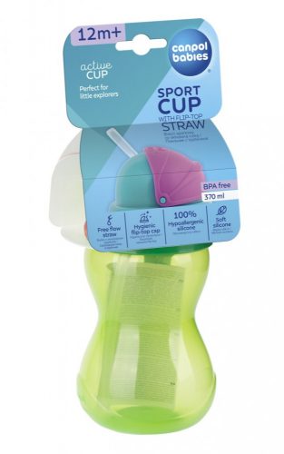 CANPOL BABIES Sport palack szívószállal 370 ml - zöld