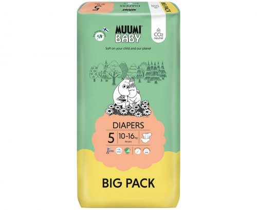 MUUMI Baby 5 Maxi+ 10-16 kg (66 db), öko pelenkák