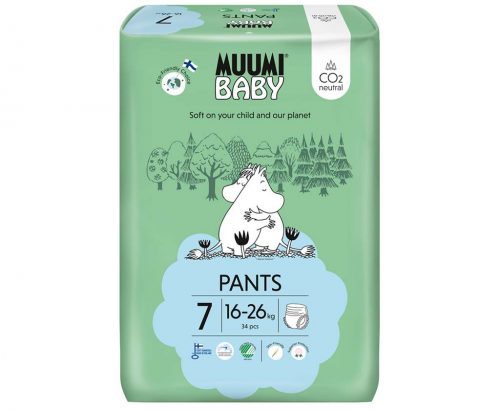 MUUMI Baby Pants 7 XL 16-26 kg (34 db), havi csomag ökopelenka