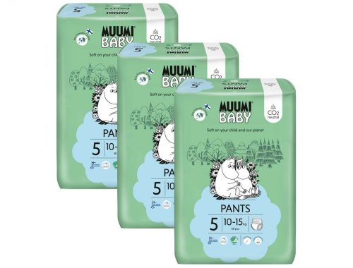 MUUMI Baby Pants 5 Maxi+ 10-15 kg (114 db), havi csomag ökopelenka