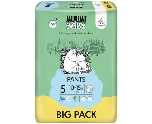 MUUMI Baby Pants 5 Maxi+ 10-15 kg (54 db), lábas öko pelenkák