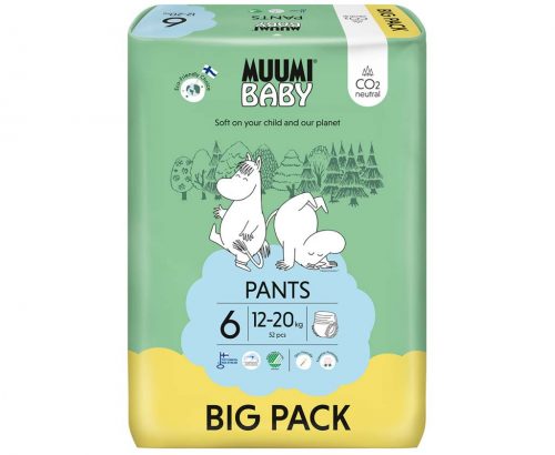 MUUMI Baby Pants 6 Junior 12-20 kg (52 db), lábszáras ökopelenkák