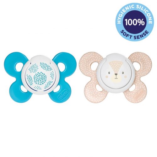 CHICCO Physio Comfort Szilikon cumizó fiú - Pöttyök/Pöttyök 2 db, 6-16 m