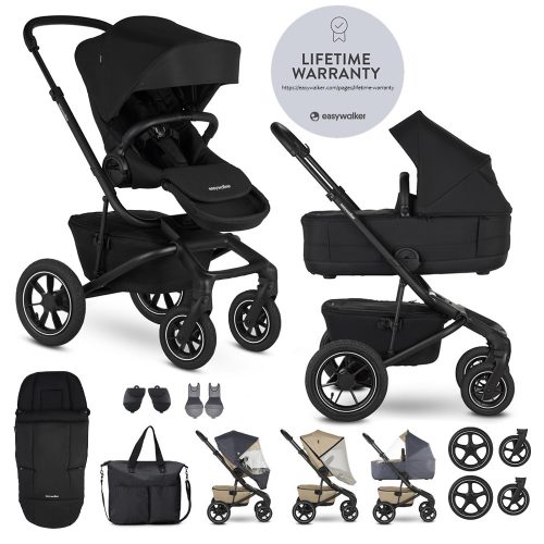 EASYWALKER Szett XXL kombinált babakocsi Jimmey Air Pepper Black kiegészítőkkel