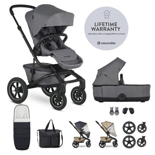 EASYWALKER Szett XXL kombinált babakocsi Jimmey Air Iris Grey kiegészítőkkel