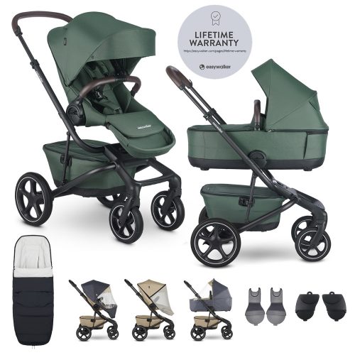 EASYWALKER Szett XXL kombinált babakocsi Jimmey Pine Green kiegészítőkkel