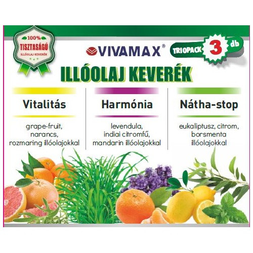 3-as illóolaj keverék csomag: harmónia, vitalitás és nátha-stop (3x10ml)