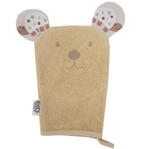 EKO Pamut frottír törölköző Bear Beige fülekkel 20x15 cm