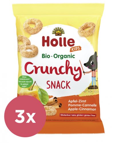 3x HOLLE Gyermek Bio Crisps alma, fahéj, 25 g (3+)