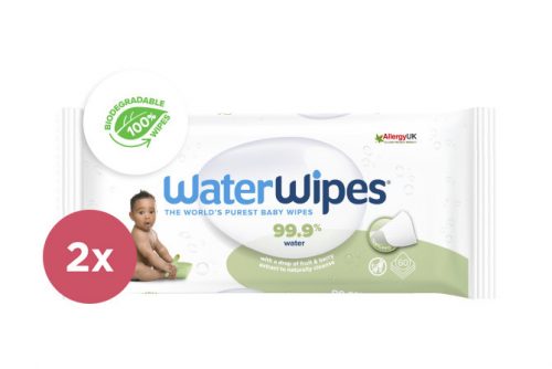 2x WATERWIPES Nedves törlőkendők, műanyagmentes Soapberry 60 db ( 120 db )