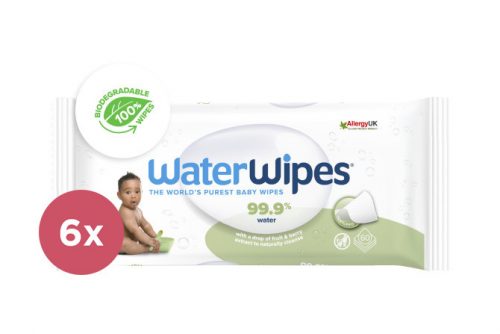 6x WATERWIPES Nedves törlőkendők, műanyagmentes Soapberry 60 db ( 360 db )