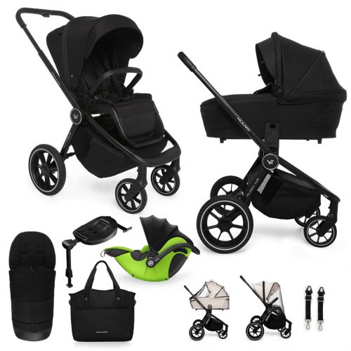 MUUVO kombinált babakocsi Quick 4.0 Classic fekete 2in1 szett + KIDDY Evoluna i-size 2 + alapzat