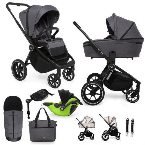 MUUVO Kombinált babakocsi Quick 4.0 Iron grafit szett 2in1 + KIDDY Evoluna i-size 2 + alaplap