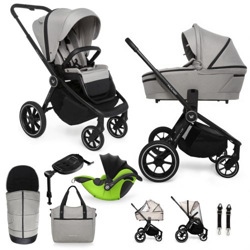 MUUVO Kombinált babakocsi Quick 4.0 Acélszürke szett 2in1 + KIDDY Evoluna i-size 2 + alaplap