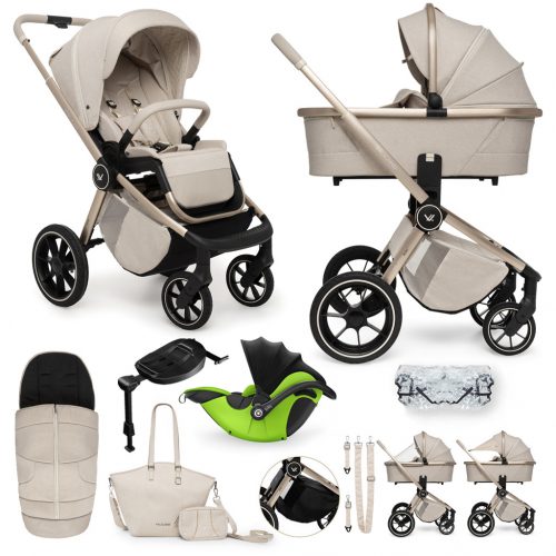 MUUVO Kombinált babakocsi Quick Boho Beige szett 2in1 + KIDDY Evoluna i-size 2 + alaplap