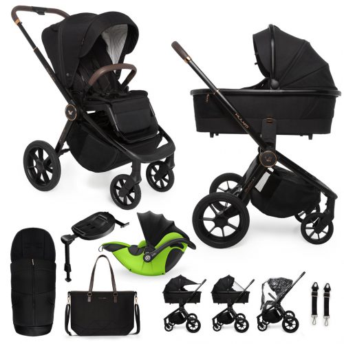 MUUVO Kombinált babakocsi Quick SE 2 Sunset fekete szett 2in1 + KIDDY Evoluna i-size 2 + alaplap