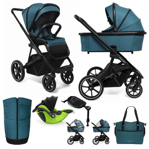 MUUVO Slick 2.0 kombinált babakocsi szett 2in1 Trópusi zöld + KIDDY Evoluna i-size 2 + alaplap