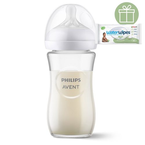 Philips AVENT SCY933/01 Natural Response üvegből készült cumisüveg 240 ml, 1hó++WW Soapberry 60db