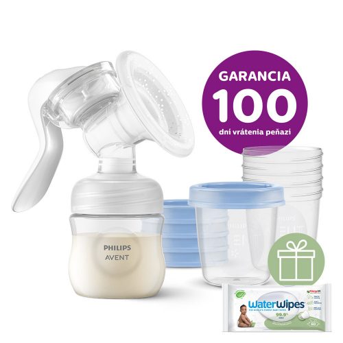 Philips AVENT Kézi mellszívó + VIA 180 ml 5 db+WW Soapberry 60db