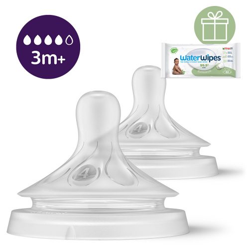 Philips AVENT SCY964/02 Natural Response etetőcumi 4 közepes átfolyás 3hó+, 2 db+WW Soapberry 60db