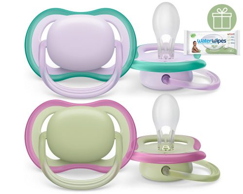 Philips AVENT SCF085/24 Játszócumi Ultra air neutral 0-6hó lányos lila, 2db+WW Soapberry 60db