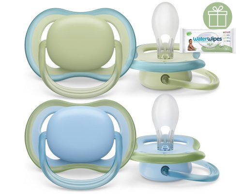 Philips AVENT SCF085/21 Játszócumi Ultra air neutral 0-6hó fiús kék, 2db+WW Soapberry 60db