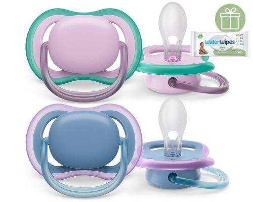 Philips AVENT SCF085/34 Játszócumi Ultra air neutral 6-18hó lányos kék, 2db+WW Soapberry 60db