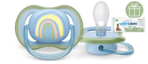 Philips AVENT SCF086/03 játszócumi Ultra air Mintás 0-6hó szivárvány, 1db+WW Soapberry 60db