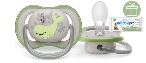 Philips AVENT SCF086/05 Játszócumi Ultra air Mintás 6-18hó bálna, 1db+WW Soapberry 60db