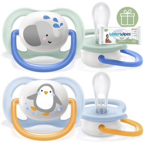 Philips AVENT SCF080/05 Ultra air játszócumi állatos 0-6 hó fiús 2 db+WW Soapberry 60db