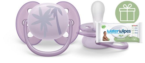 Philips AVENT SCF092/03 Játszócumi Ultrasoft Premium 0-6hó lila 1 db+WW Soapberry 60db