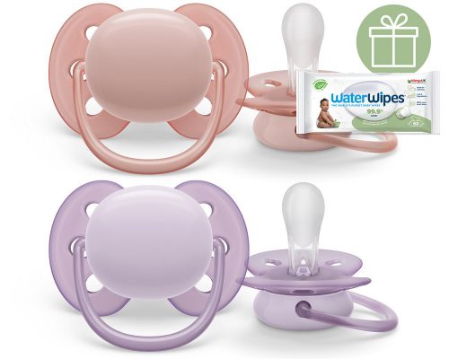 Philips AVENT SCF091/31 Játszócumi Ultrasoft Premium neutral 0-6hó lányos, 2 db+WW Soapberry 60db