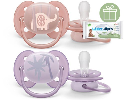 Philips AVENT SCF091/09 Játszócumi Ultrasoft Premium Állat 0-6hó lányos, 2 db+WW Soapberry 60db